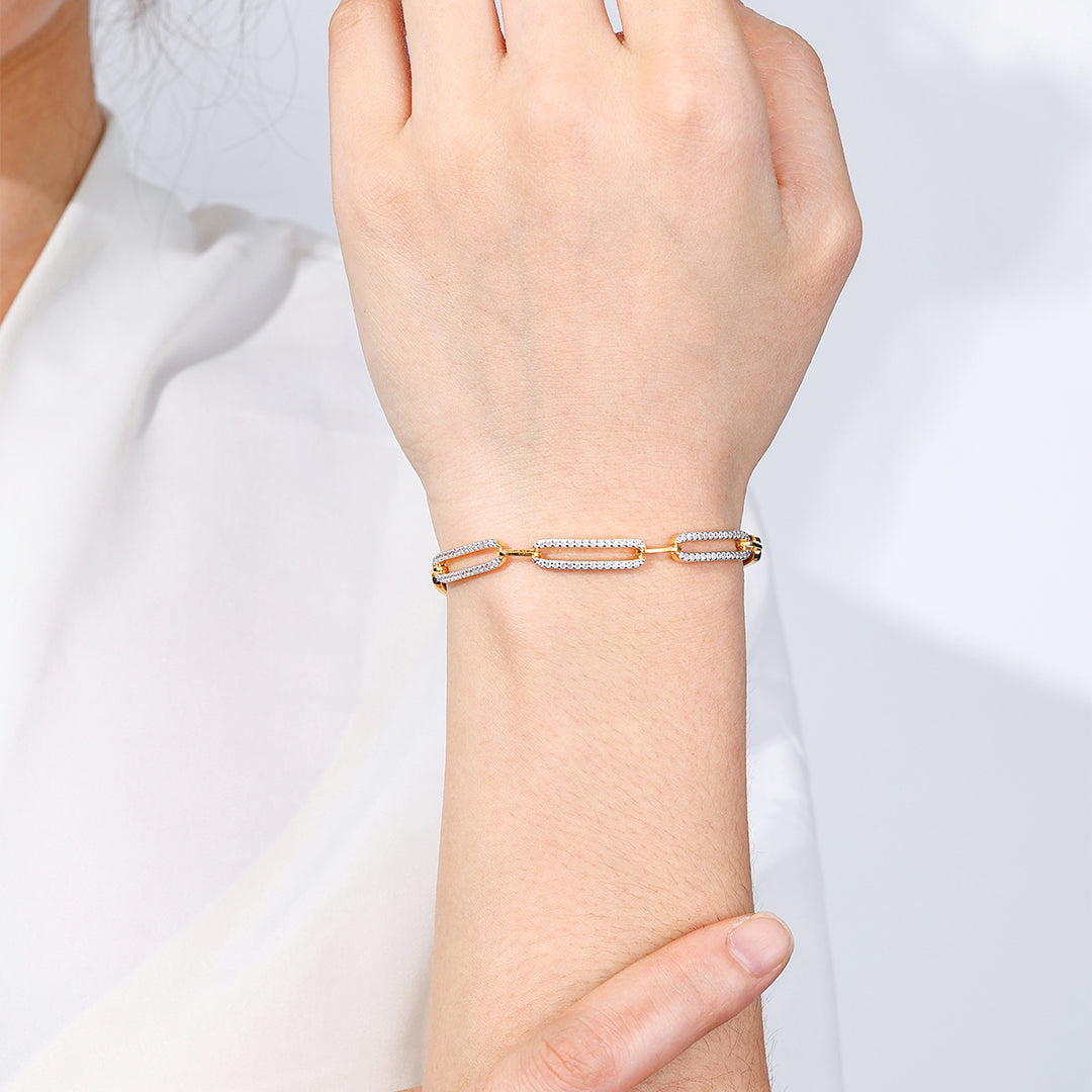Pave Diamond Paperclip Bracelet