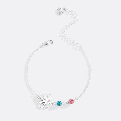 Personalized Birth Flower & Birthstones Bracelet August Poppy