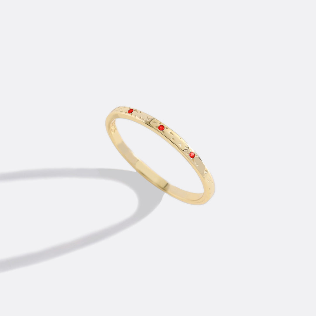 Narrow Textured Gold Birthstone Band