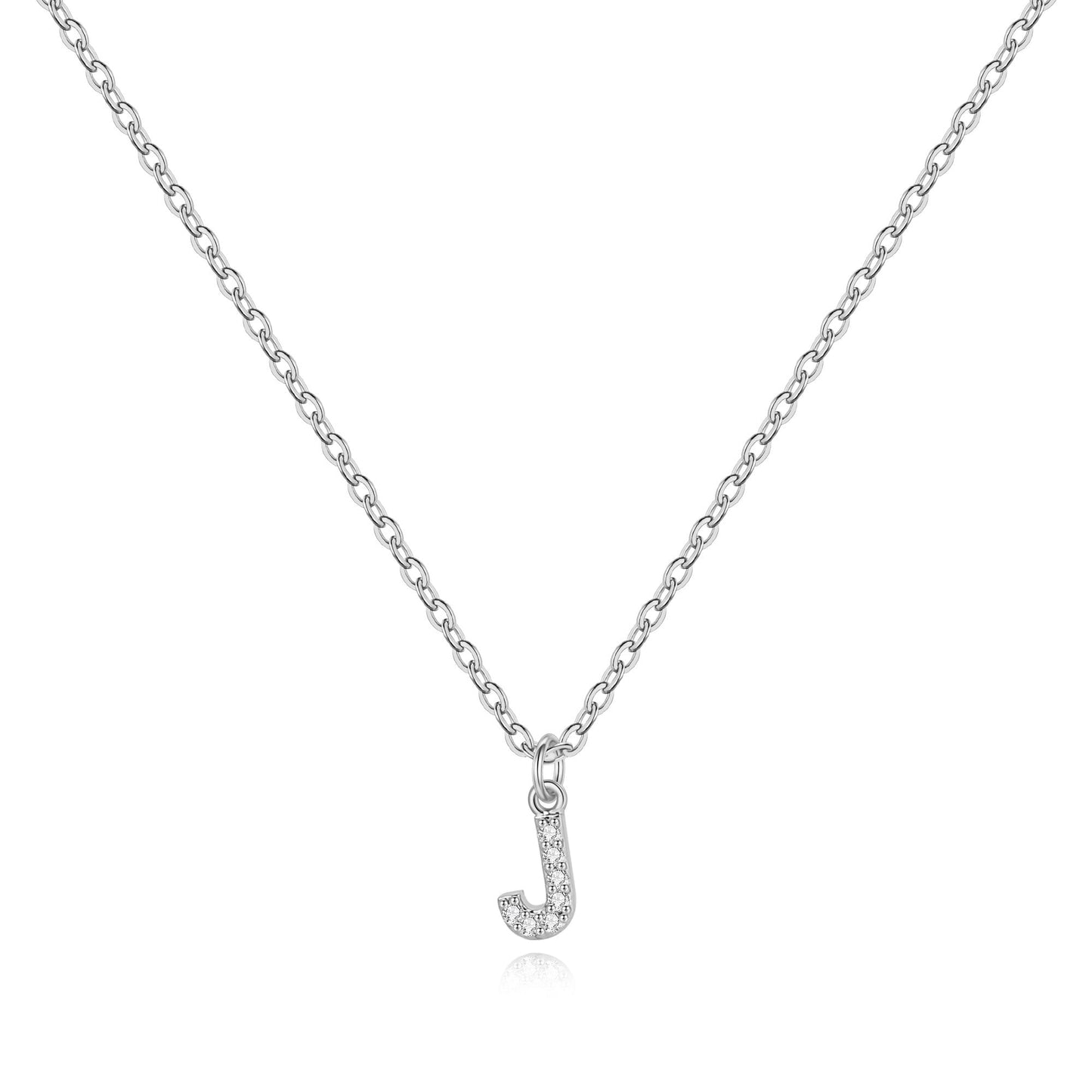Sterling Silver Pavé Uppercase Initial Necklace