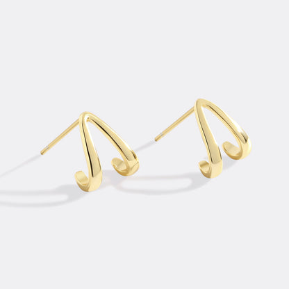 Gold Wishbone Huggie Earrings