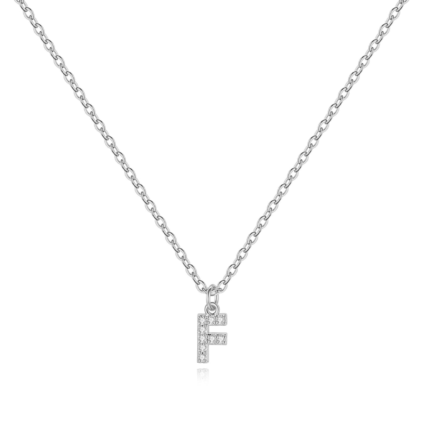 Sterling Silver Pavé Uppercase Initial Necklace