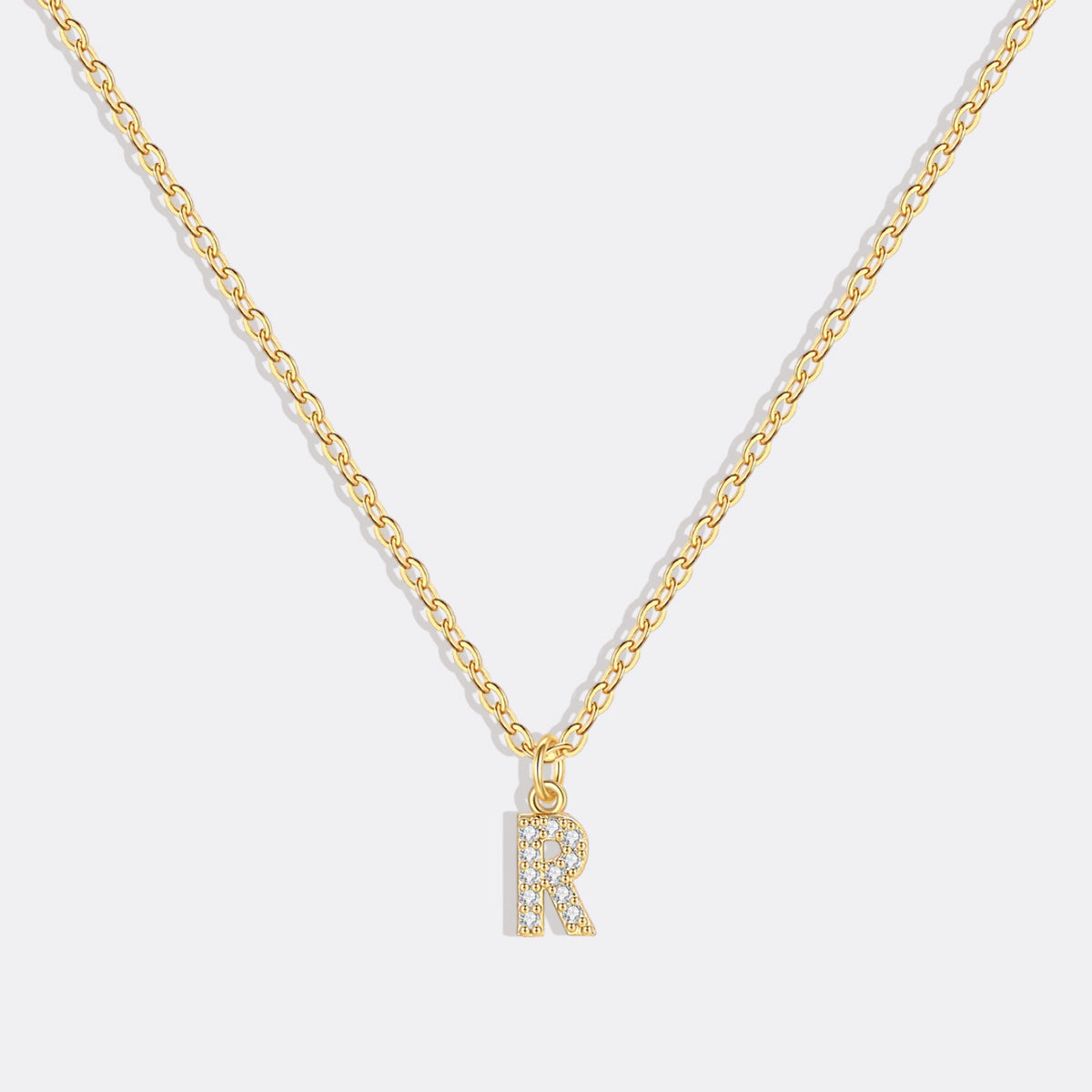 Gold Pavé Uppercase Initial Necklace