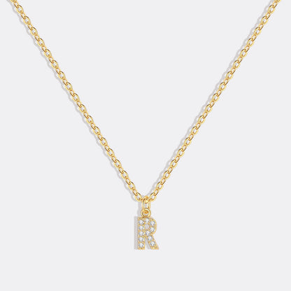 Gold Pavé Uppercase Initial Necklace