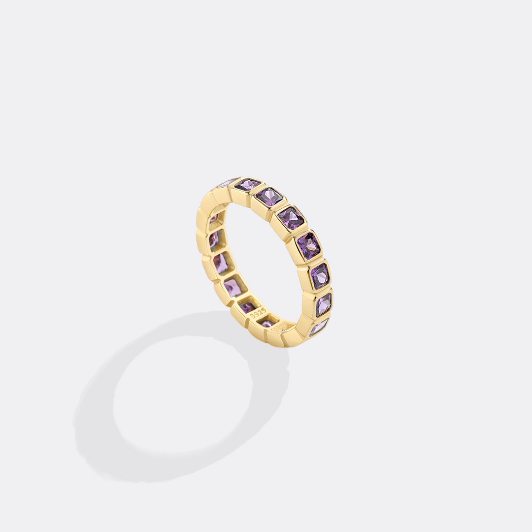Asscher Cut Birthstone Eternity Ring