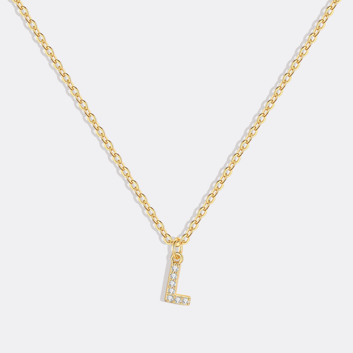 Gold Pavé Uppercase Initial Necklace