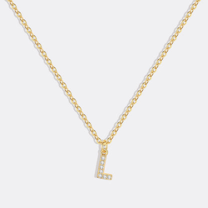 Gold Pavé Uppercase Initial Necklace
