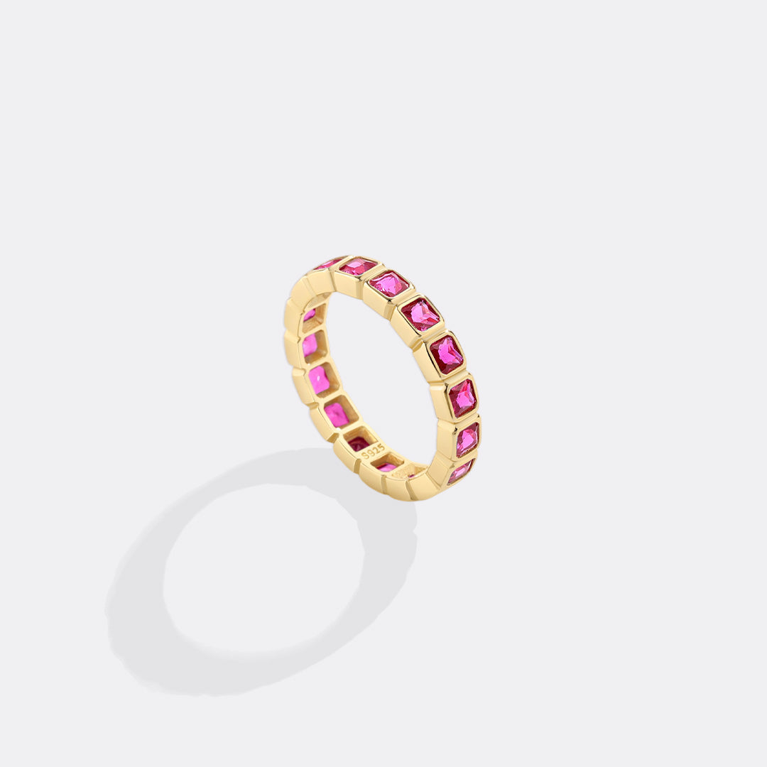 Asscher Cut Birthstone Eternity Ring