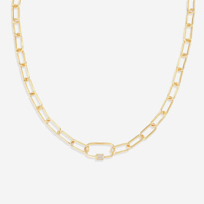 Link Chain Necklace with Pave Carabiner