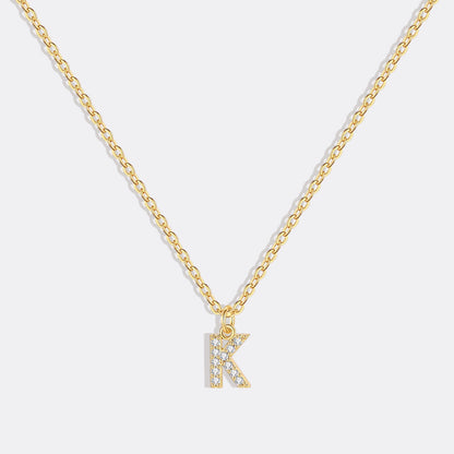 Gold Pavé Uppercase Initial Necklace