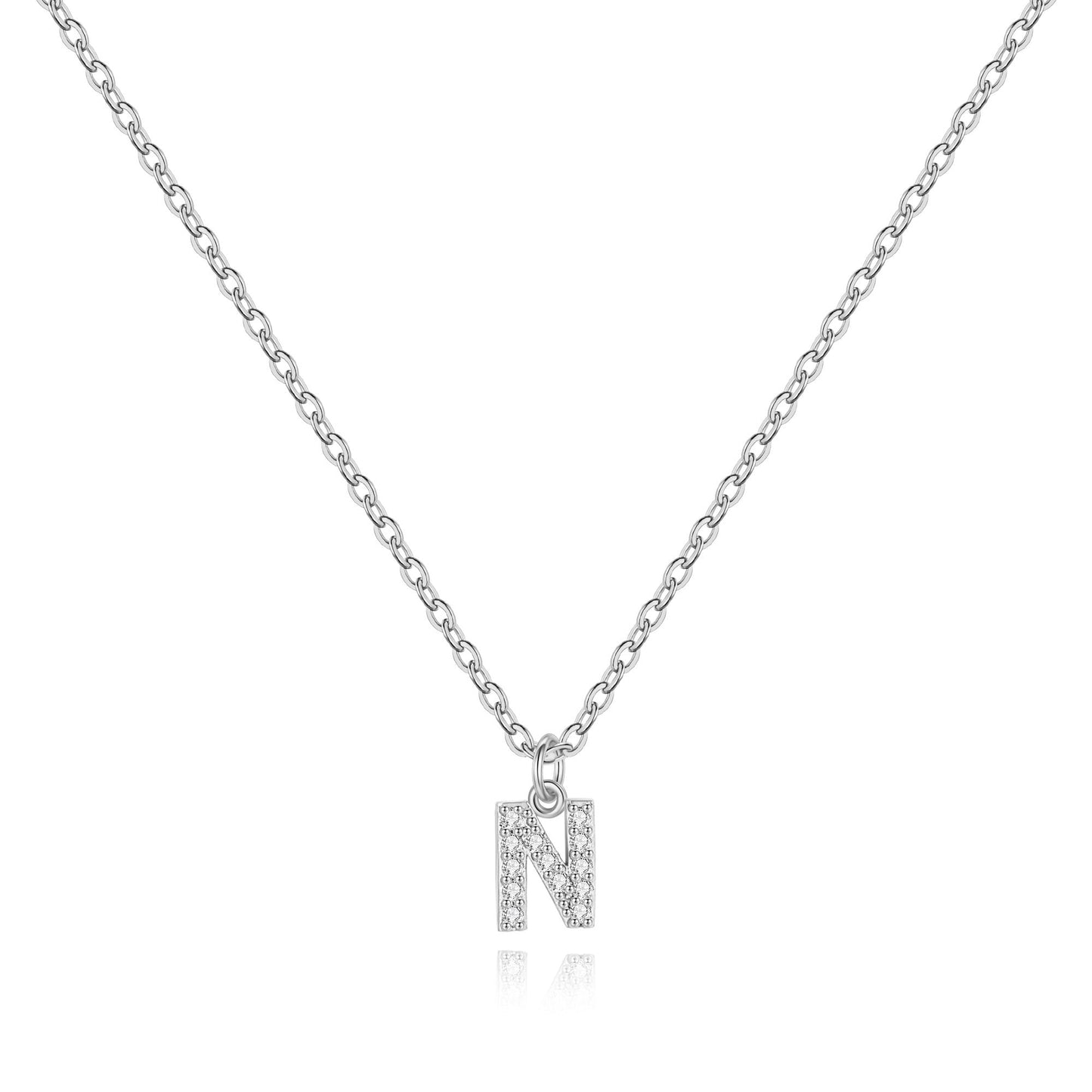 Sterling Silver Pavé Uppercase Initial Necklace