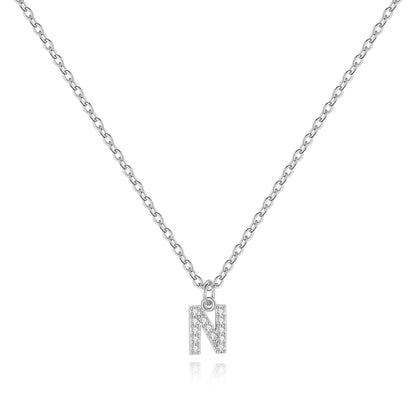 Sterling Silver Pavé Uppercase Initial Necklace