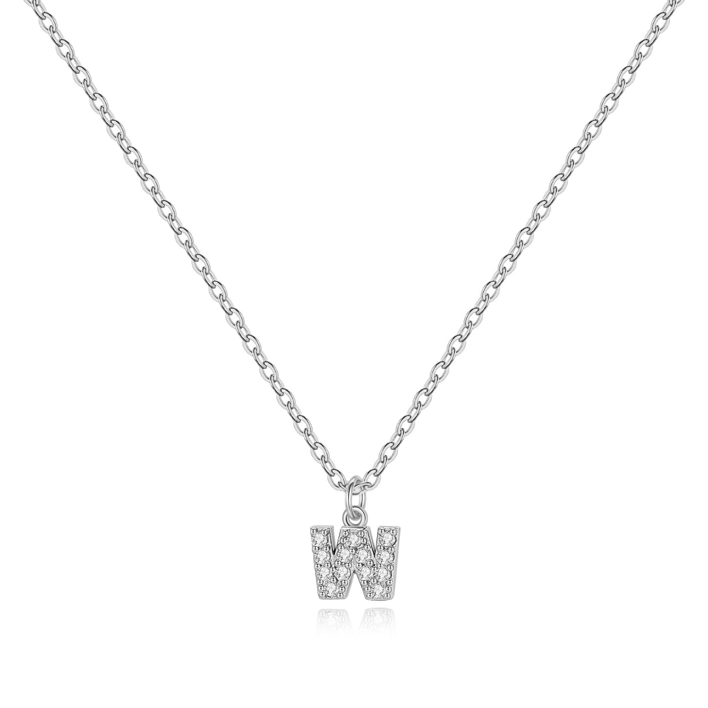 Sterling Silver Pavé Uppercase Initial Necklace