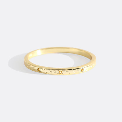 Narrow Textured Gold Birthstone Band
