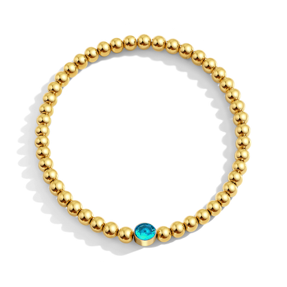Gold Beaded Bubble Birthstone Bracelet