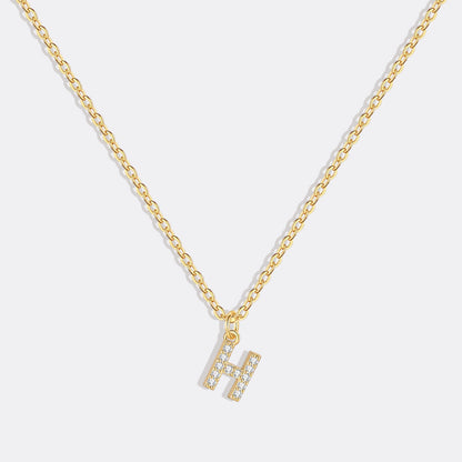 Gold Pavé Uppercase Initial Necklace