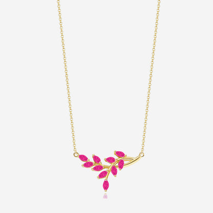 Birthstone Leaf Pendant Necklace