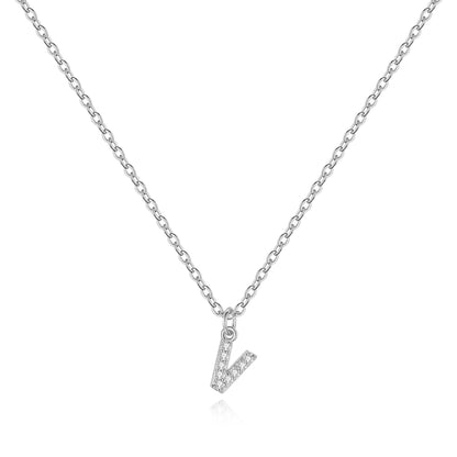 Sterling Silver Pavé Uppercase Initial Necklace