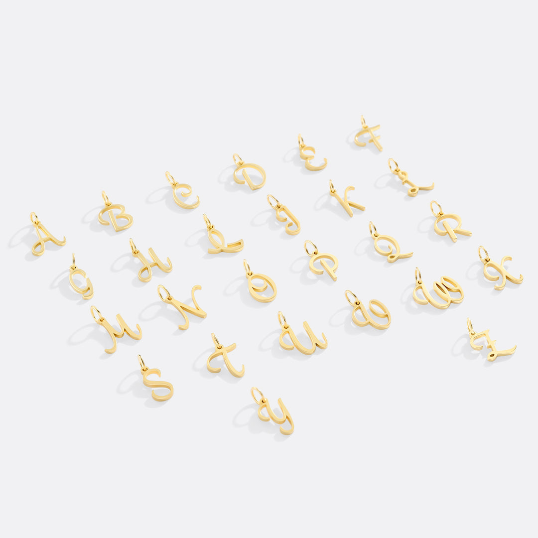 Cursive Initial Charm – Gold