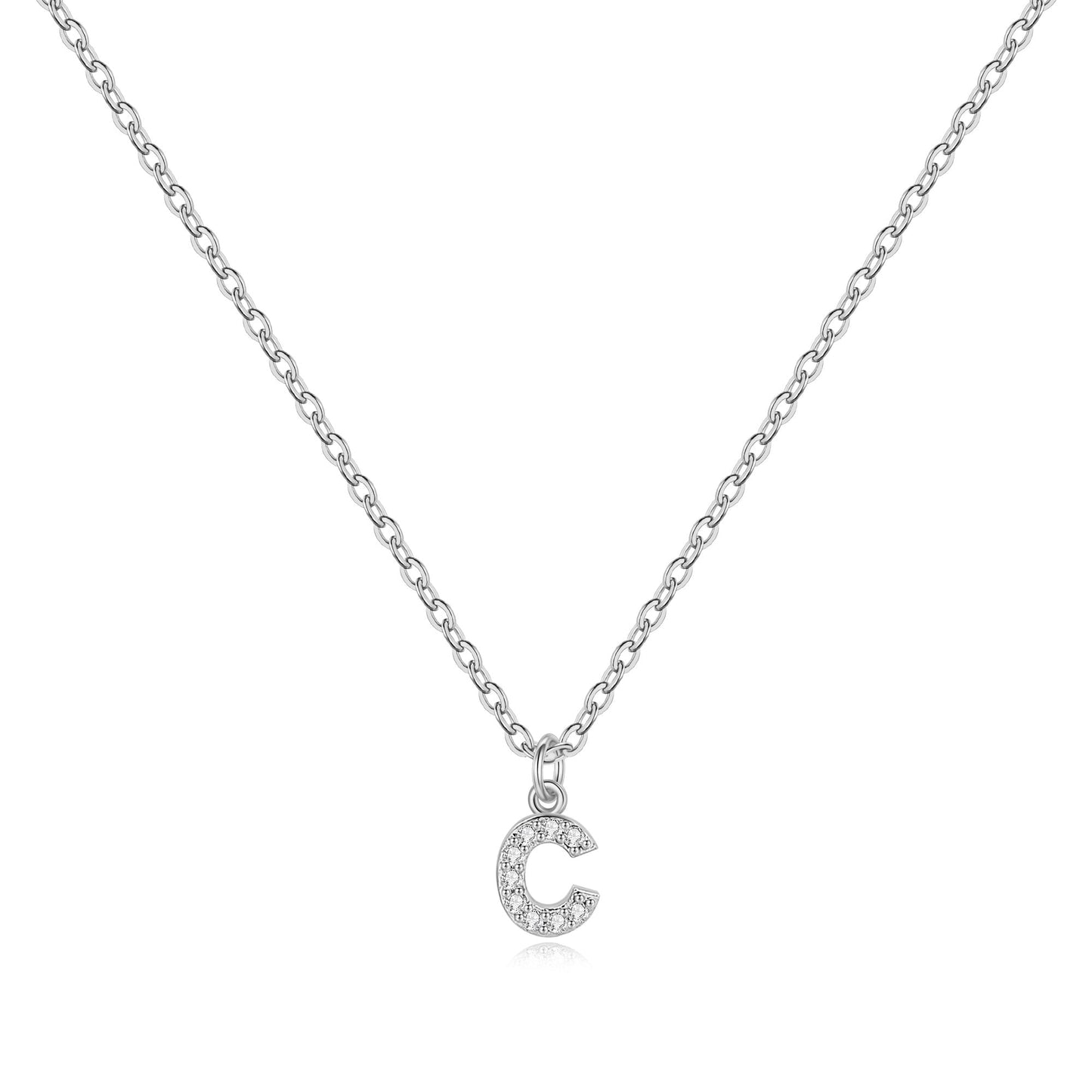 Sterling Silver Pavé Uppercase Initial Necklace
