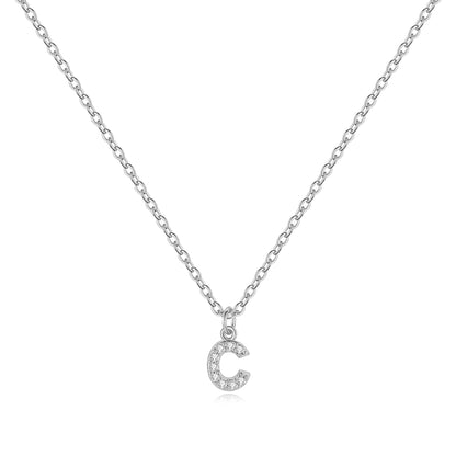 Sterling Silver Pavé Uppercase Initial Necklace