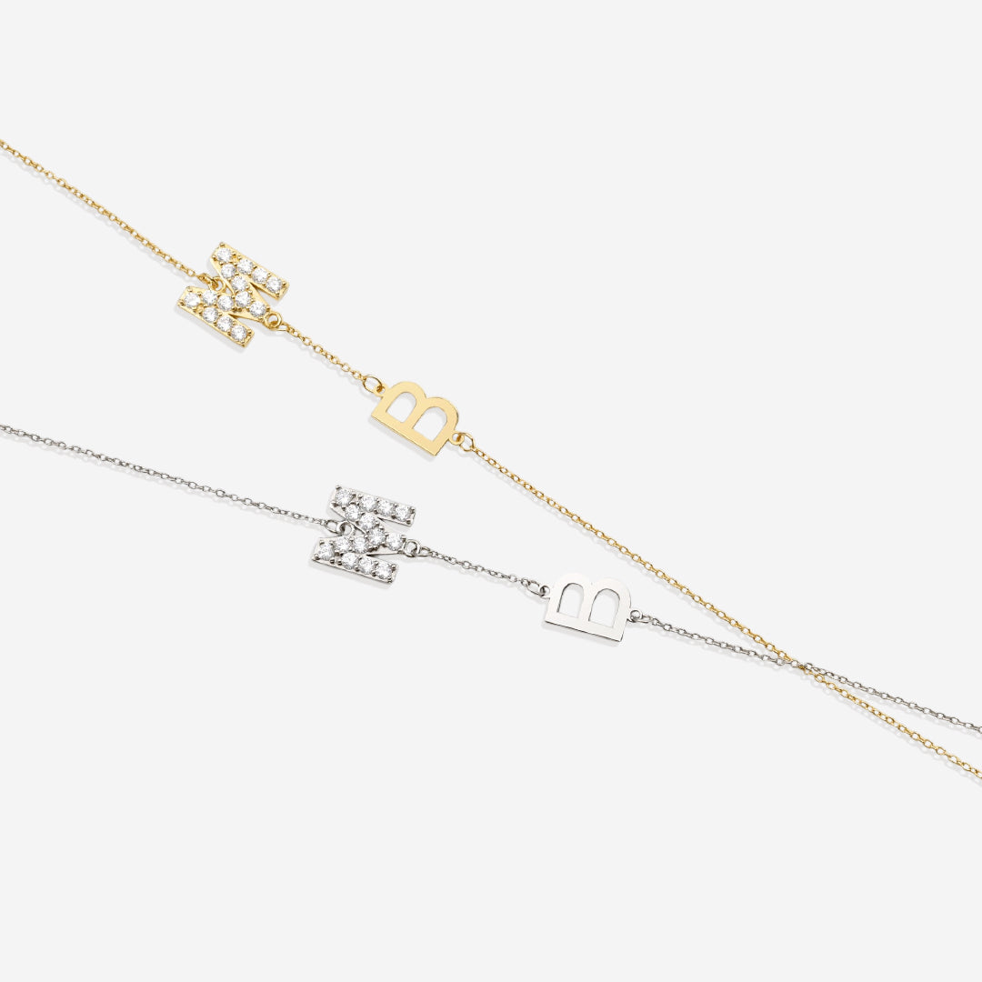 Custom Diamond & Gold 2 Initial Necklace