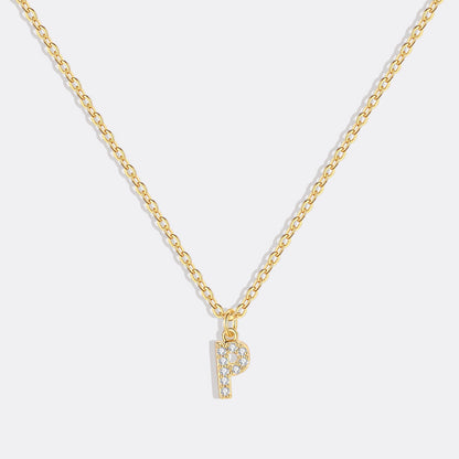 Gold Pavé Uppercase Initial Necklace