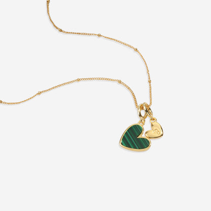 Malachite Heart Initial Necklace
