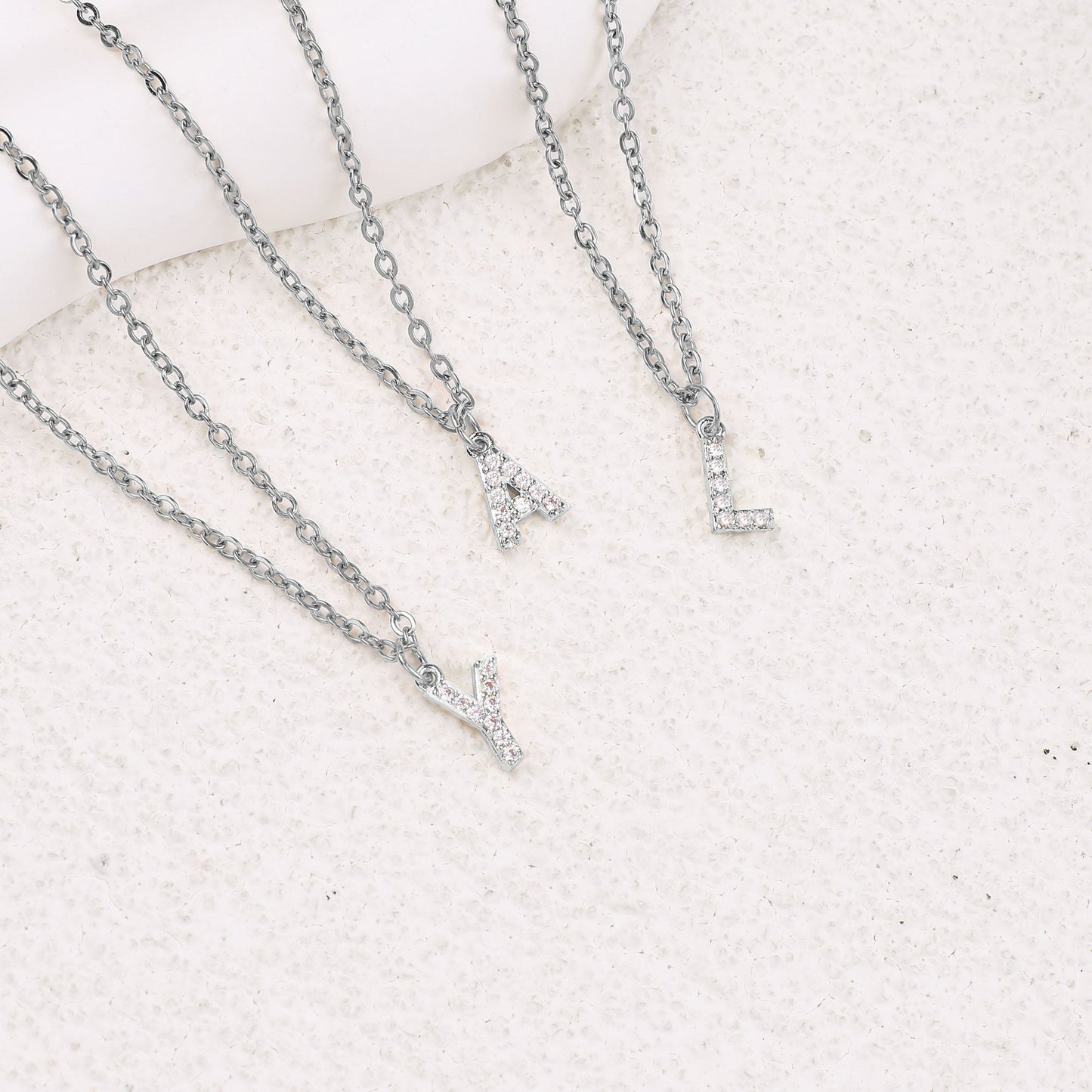 Sterling Silver Pavé Uppercase Initial Necklace