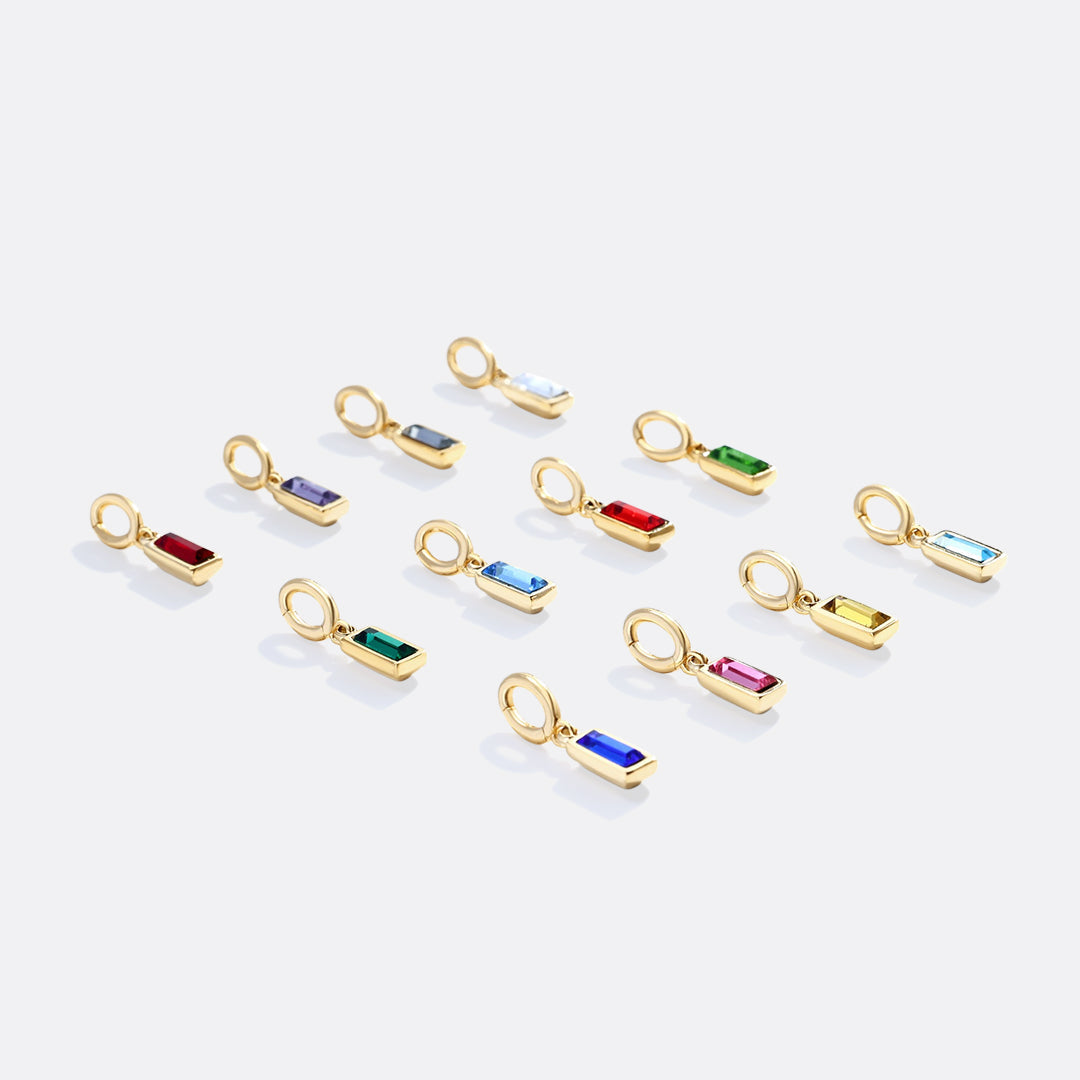Dainty Baguette Birthstone Charm