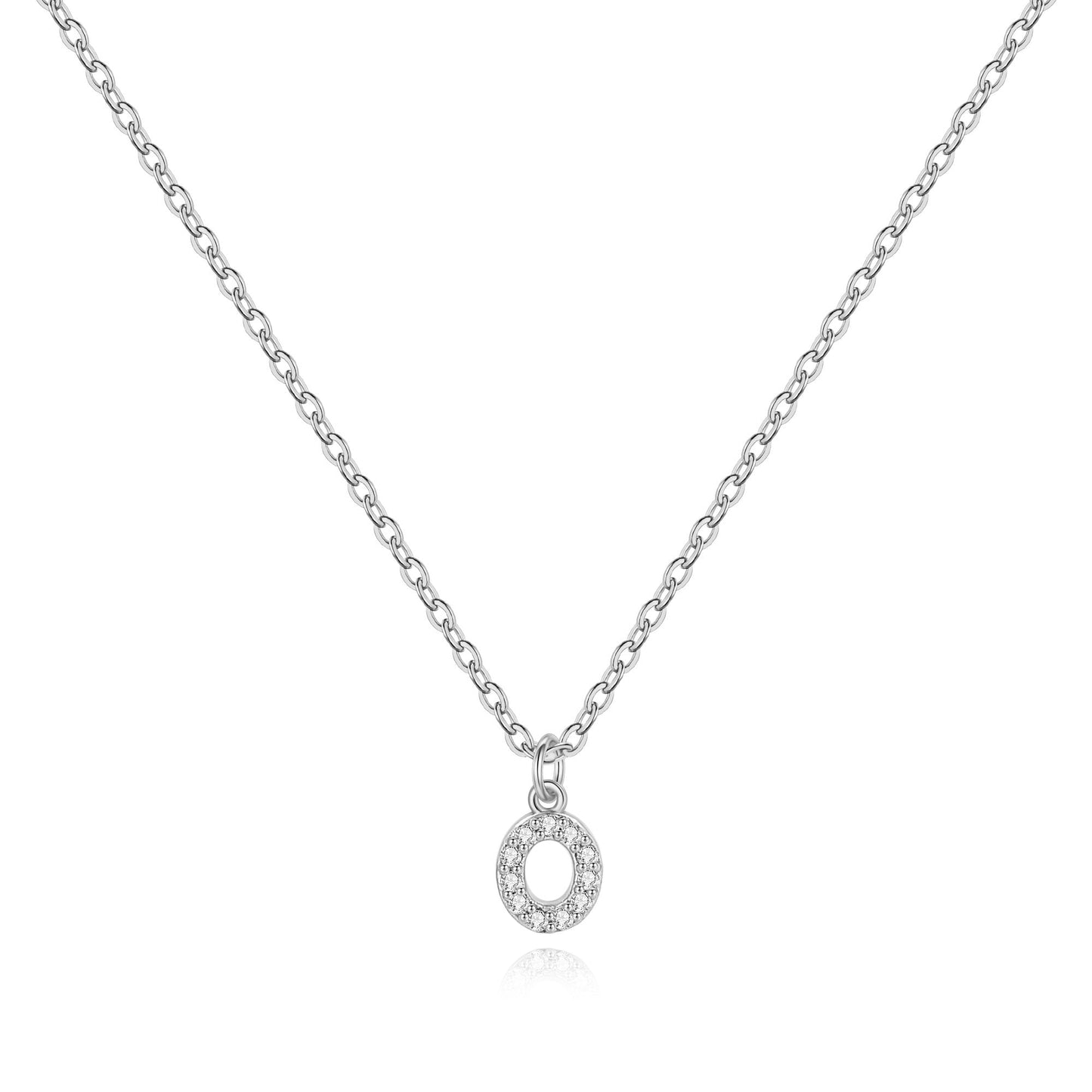 Sterling Silver Pavé Uppercase Initial Necklace