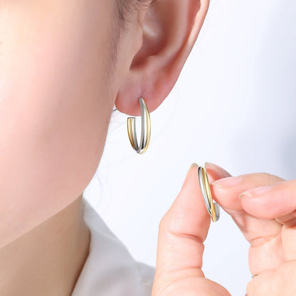 Mixed Metal Crossover Earrings