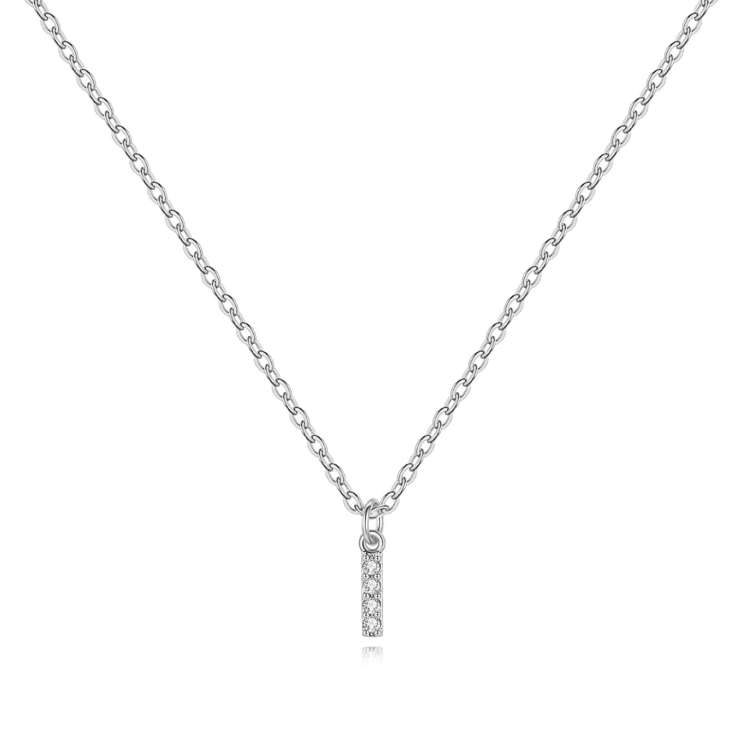 Sterling Silver Pavé Uppercase Initial Necklace