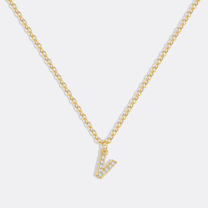 Gold Pavé Uppercase Initial Necklace