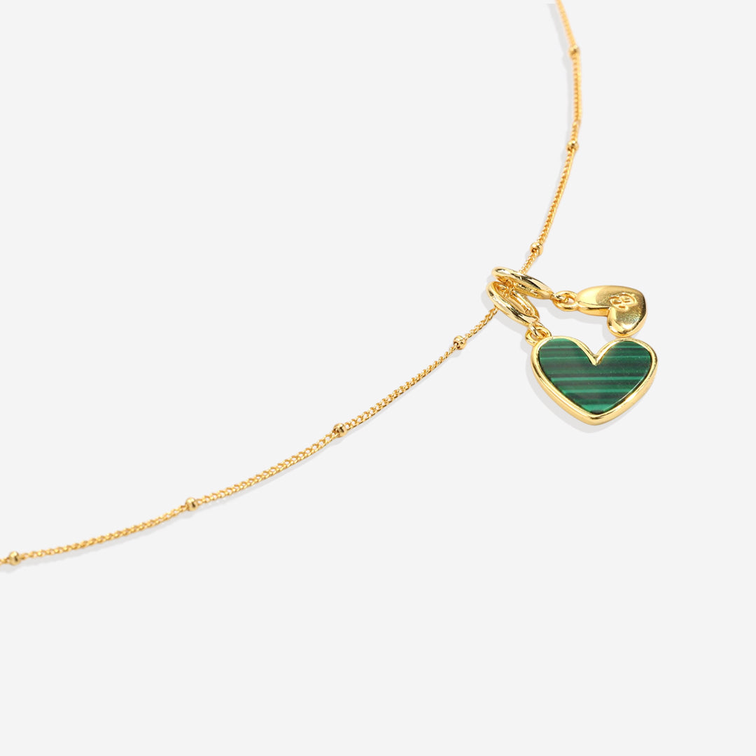 Malachite Heart Initial Necklace