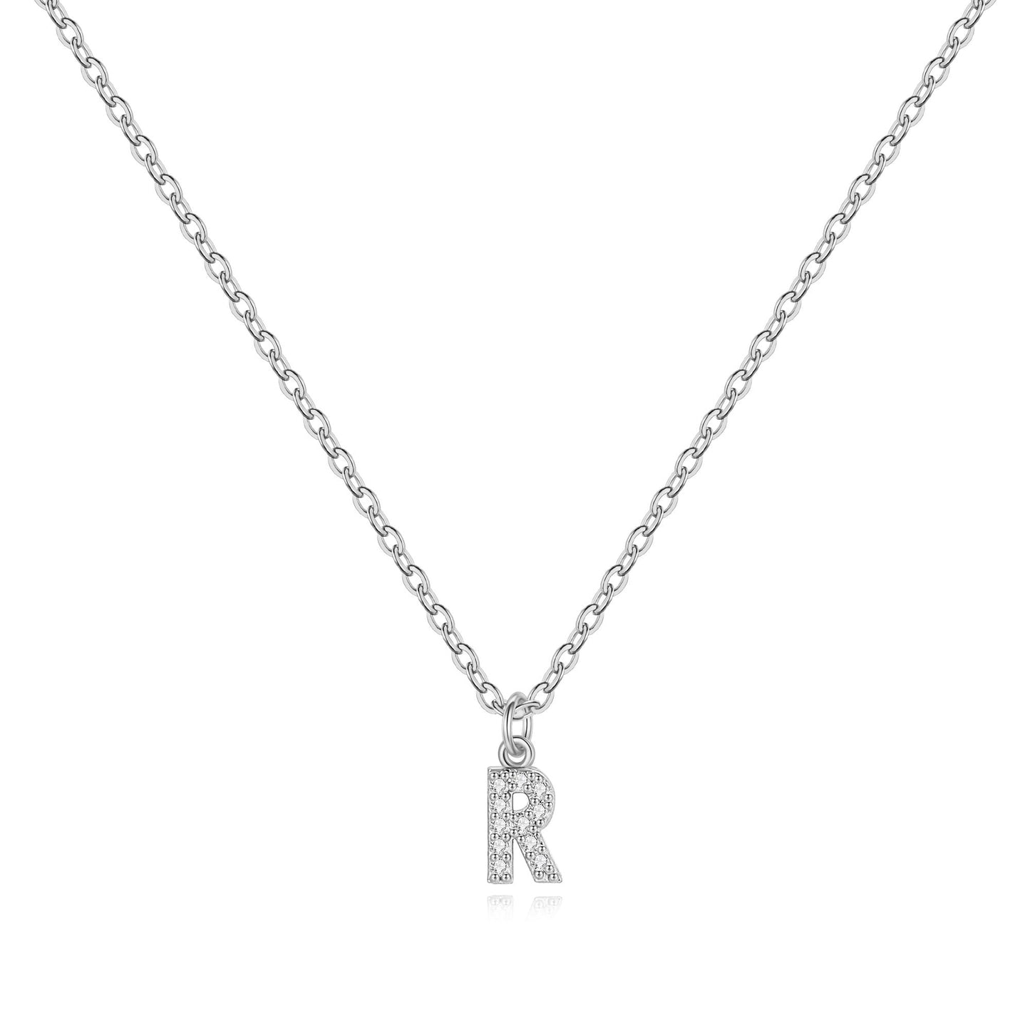 Sterling Silver Pavé Uppercase Initial Necklace