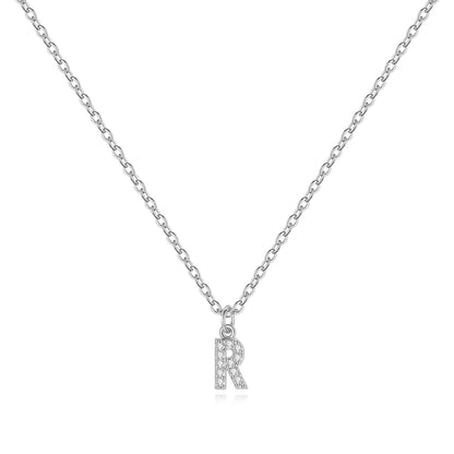 Sterling Silver Pavé Uppercase Initial Necklace