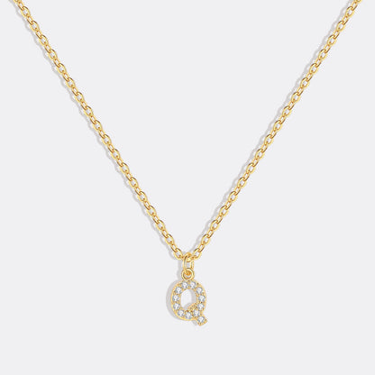 Gold Pavé Uppercase Initial Necklace