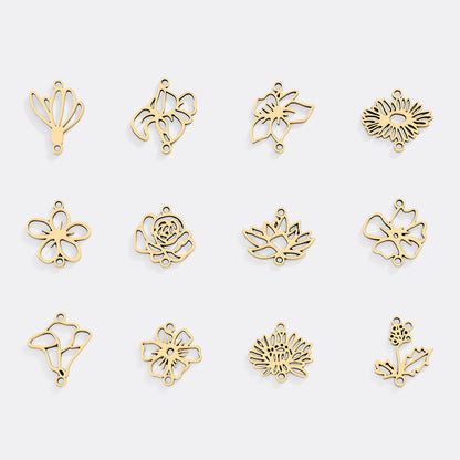 Personalized Birth Flower & Birthstones Bracelet July Water Lily