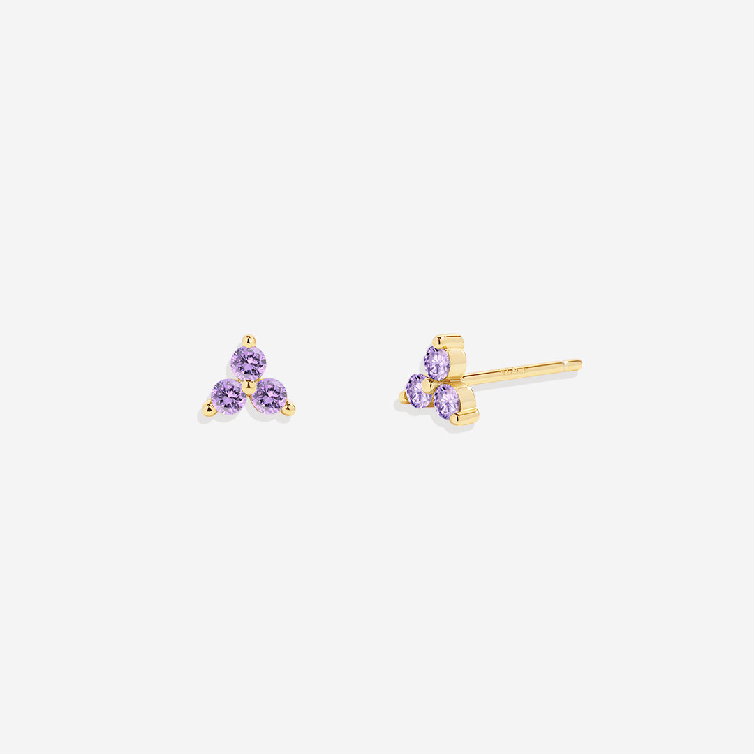 Trinity Birthstone Stud Earrings