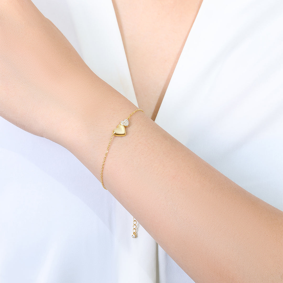 Gold Heart Pavé Bracelet