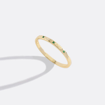 Narrow Textured Gold Birthstone Band