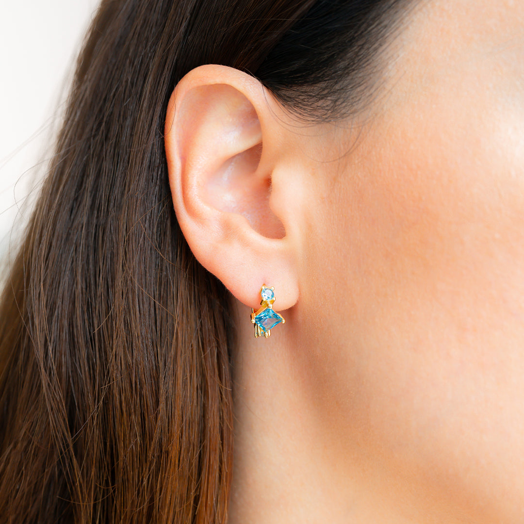 Aquamarine Huggie Hoops