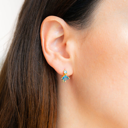 Aquamarine Huggie Hoops