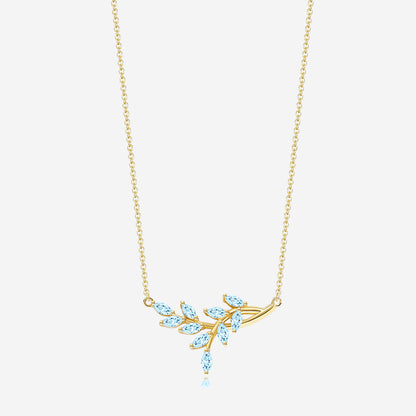 Birthstone Leaf Pendant Necklace