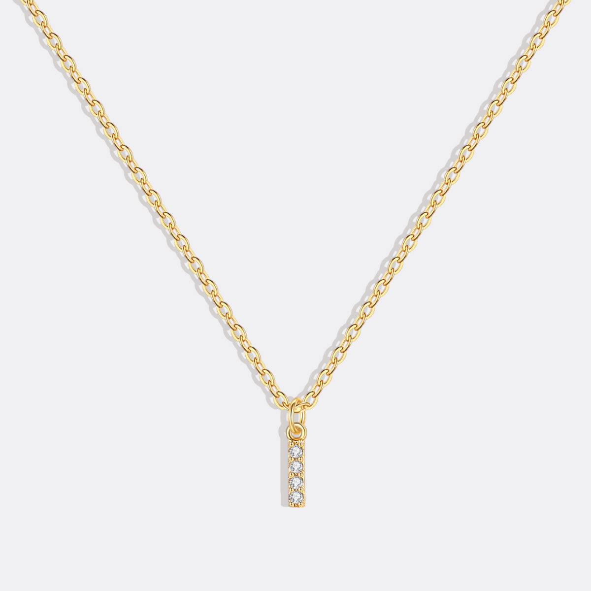 Gold Pavé Uppercase Initial Necklace