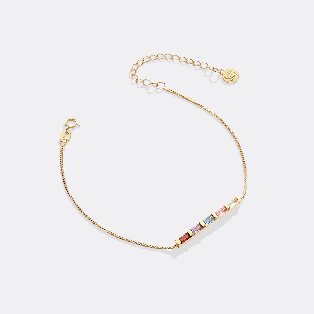 Dainty Baguette Birthstone Bracelet