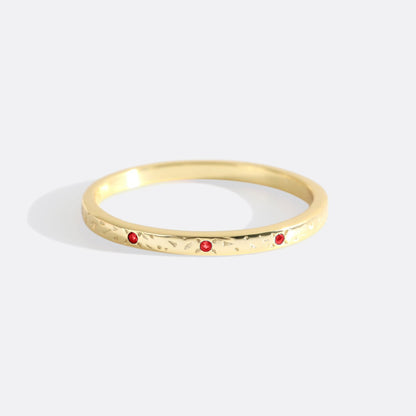 Narrow Textured Gold Birthstone Band