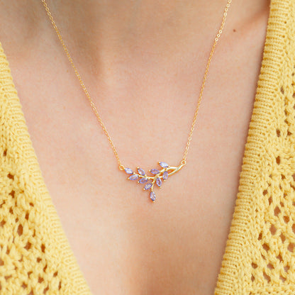 Birthstone Leaf Pendant Necklace