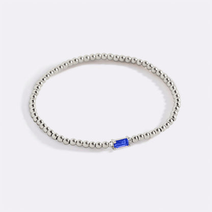 Sterling Silver Beaded Birthstone Bracelet